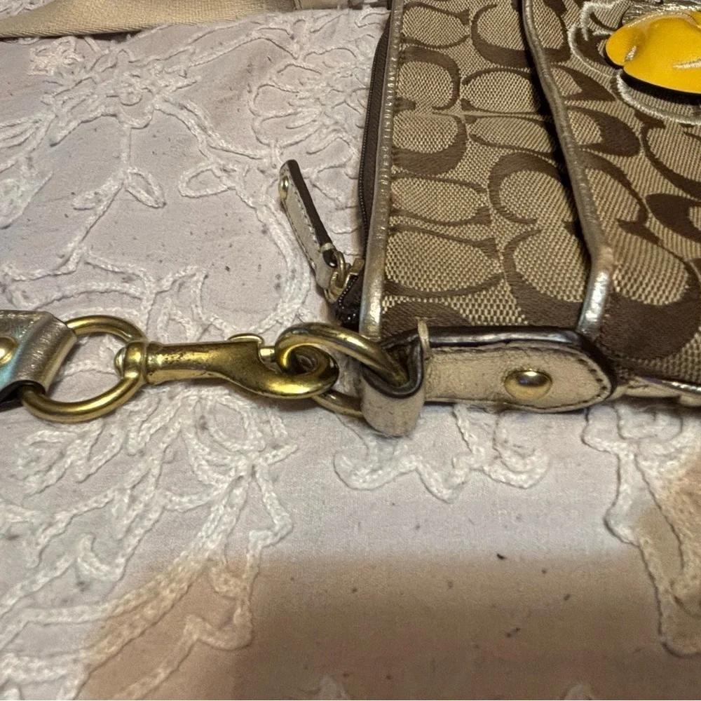 Coach Tan and Yellow Floral Crossbody Bag